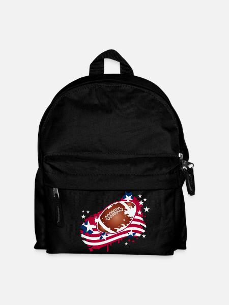 Football Graffiti Motiv mit amerikanischer Flagge - Kinder Rucksack - Schwarz