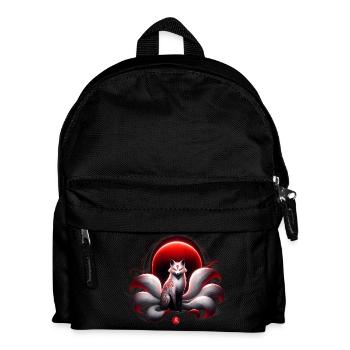Purpurroter Kitsune-Mond - Kinder Rucksack - Schwarz - Vorne