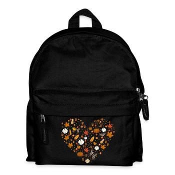 Cœur rempli de citrouilles, de noix et de feuilles d’automne - Sac à dos Enfant - noir - Devant