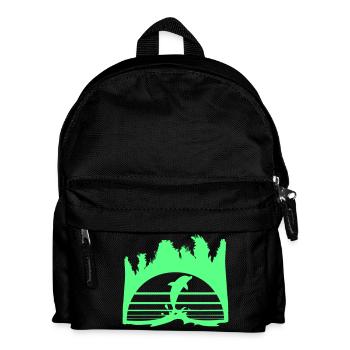 Delfin Springt Linien Sonne Palmen Cool Silhouette - Kinder Rucksack - Schwarz - Vorne