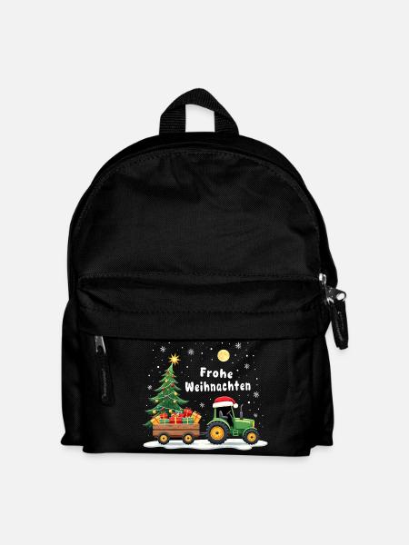 Fröhliche Weihnachten Santa Traktor Bauer Fährt - Kinder Rucksack - Schwarz