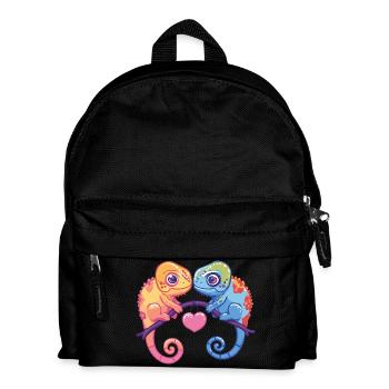 Chameleon Paar Liebe Valentinstag - Kinder Rucksack - Schwarz - Vorne