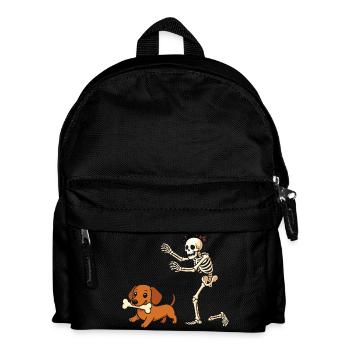 Humor Skeleton Chases Dachshund Dog - Kids' Backpack - black - Front
