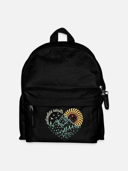 Adventure Awaits – Glowing Night-Hike Vibe - Kids' Backpack - black