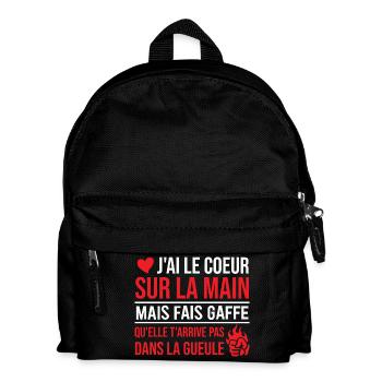 I wear my heart on my sleeve, but be careful. - Kids' Backpack - black - Front
