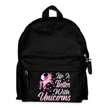 Life is better with unicorns - Kinder Rucksack - Schwarz - Vorne