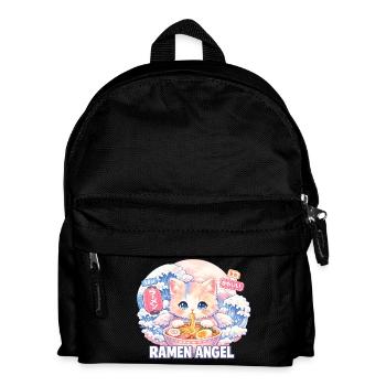 Japan Katze Ramen Nudel Retro Welle Motiv - Kinder Rucksack - Schwarz - Vorne