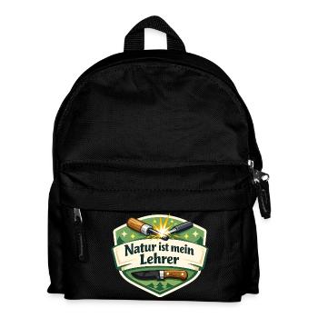Natur ist mein Lehrer – Waldbadge - Kinder Rucksack - Schwarz - Vorne