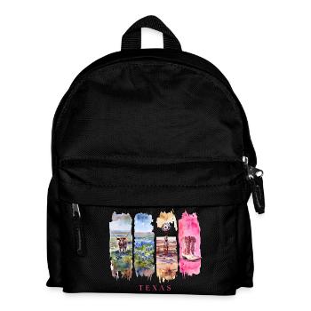 Texas Travel – Longhorn & Cowboy Spirit - Kinder Rucksack - Schwarz - Vorne