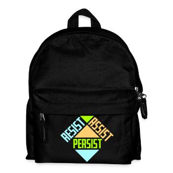 Resist Assist Persist Aktivismus Motivation Logo - Kinder Rucksack - Schwarz - Vorne