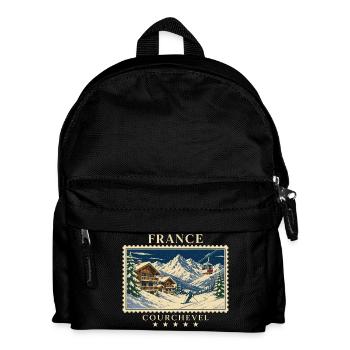 Frankreich Courchevel Vintage Reisemarke - Kinder Rucksack - Schwarz - Vorne