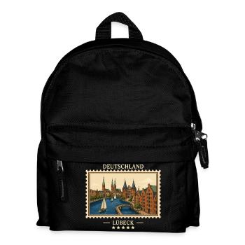 Deutschland Lübeck Vintage Reisemarke - Kinder Rucksack - Schwarz - Vorne