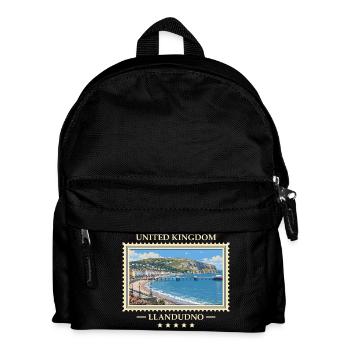Großbritannien Llandudno Vintage Reisemarke - Kinder Rucksack - Schwarz - Vorne