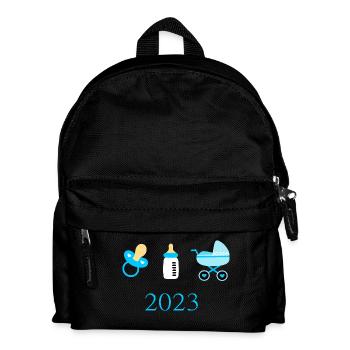 Baby 2023 Geburt Junge Vorlage personalisierbar - Kinder Rucksack - Schwarz - Vorne