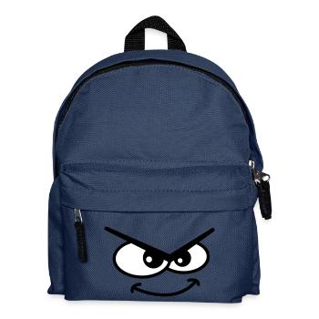 Böse gucken Cartoon Gesicht Cooles Freches Grinsen - Kinder Rucksack - Navy - Vorne