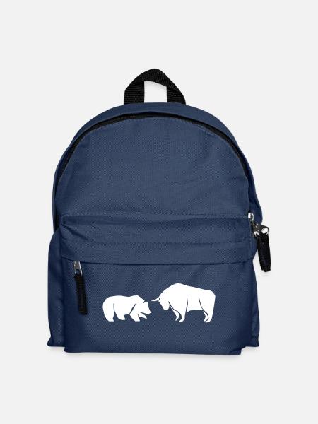 Bär gegen Bulle - Das Symbolbild der Börse - Kinder Rucksack - Navy