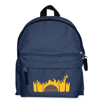 Palmen Streifen Sonne Bäume Strand Urlaub Meer Fun - Kinder Rucksack - Navy - Vorne