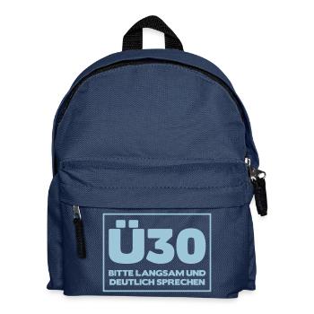 Zum 30. Geburtstag ein Shirt „Ü30 Bitte langsam - Kinder Rucksack - Navy - Vorne