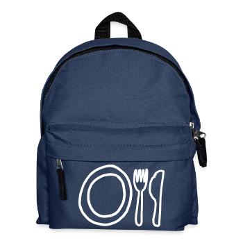 Teller Gabel Messer,Platte,Gerät,Mittagessen, - Kinder Rucksack - Navy - Vorne