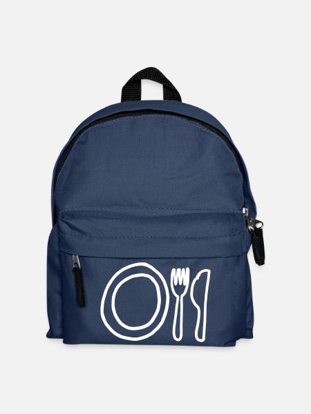 Teller Gabel Messer,Platte,Gerät,Mittagessen, - Kinder Rucksack - Navy