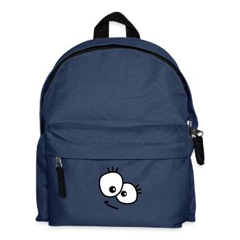 Cute looking cartoon face with big eyes - Kids' Backpack - navy - Front