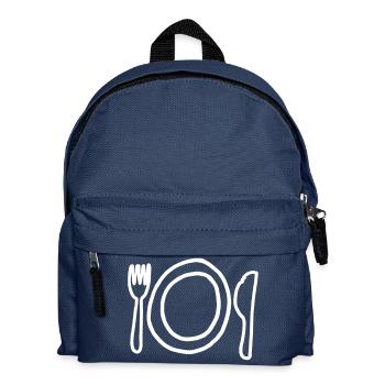 Teller,Messer,Gabel,Platte,Tafelsilber,Tischgedeck - Kinder Rucksack - Navy - Vorne