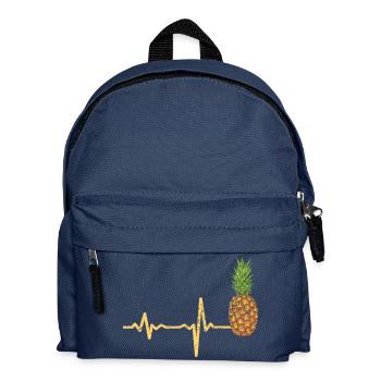 Geschenk Heartbeat Ananas vegan vegetarisch bio - Kinder Rucksack - Navy - Vorne
