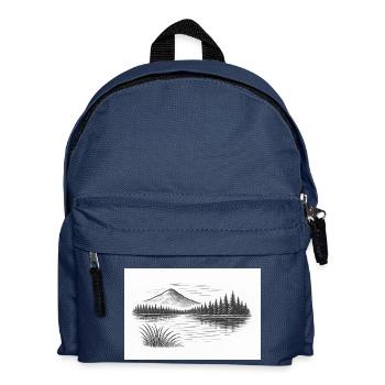 Bergpanorama hinter See - Kinder Rucksack - Navy - Vorne