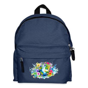 La Terre Entourée De Fleurs, Aquarelle, Esquissé - Sac à dos Enfant - bleu marine - Devant