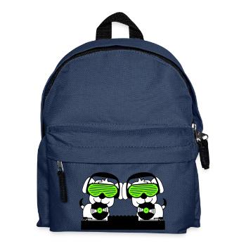 2 Hunde DJ Vinyl Schallplatte Club Disko Musik Duo - Kinder Rucksack - Navy - Vorne