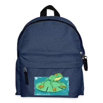 Cute geen frog in a pond - Kids' Backpack - navy - Front