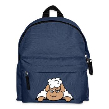Schaf Müde Gelangweilt Hinter Zaun Mauer Schild - Kinder Rucksack - Navy - Vorne