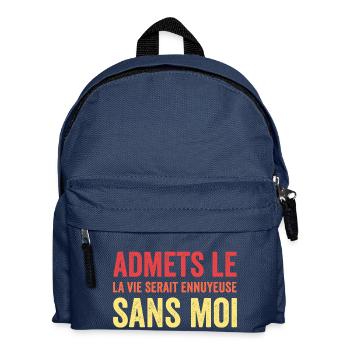 T-Shirt Zitat Humor Langweiliges Leben ohne mich - Kinder Rucksack - Navy - Vorne