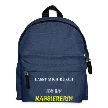 Lasst mich durch, ich bin Kassiererin Geschenkidee - Kinder Rucksack - Navy - Vorne