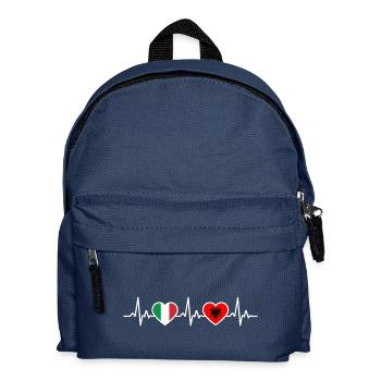 Albanien Italien Albanische Herzschlag Flagge - Kinder Rucksack - Navy - Vorne