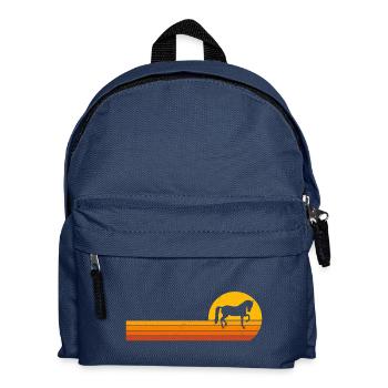 Pferde Sonnenaufgang T-Shirt Lustiges Pferd - Kinder Rucksack - Navy - Vorne
