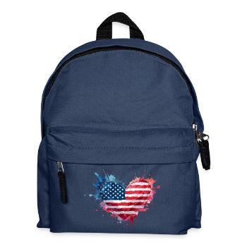 Patriotisches Herz der USA – Splash Art USD - Kinder Rucksack - Navy - Vorne