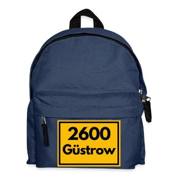 Ortsschild - damals Retro alte PLZ 2600 GÜSTROW - Kinder Rucksack - Navy - Vorne
