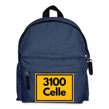 Ortsschild - damals Retro alte PLZ 3100 CELLE - Kinder Rucksack - Navy - Vorne