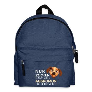 Lustiger Spruch, Zocken hält Aggromon in Schach - Kinder Rucksack - Navy - Vorne