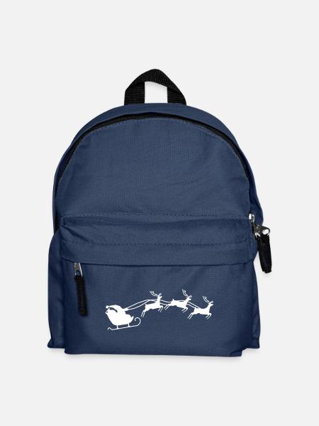 Weihnachtsmann mit Schlitten - Kinder Rucksack - Navy