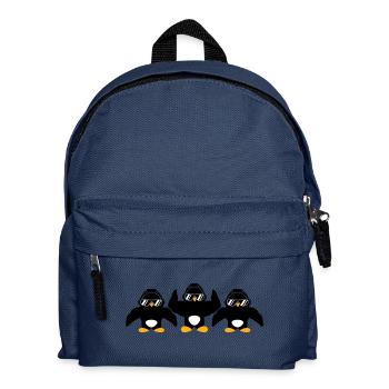 3 Pinguine Bodybuilder Sonnenbrille Kopfhörer Team - Kinder Rucksack - Navy - Vorne