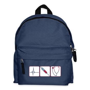 3 logo de seringue de bouton de docteur Écoute au stéthoscope - Sac à dos Enfant - bleu marine - Devant