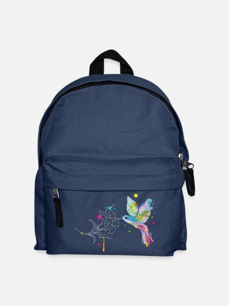A hummingbird and a flower - Kids' Backpack - navy