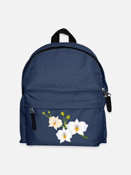 zarte opalisierende weiße Blüten einer Orchidee - Kinder Rucksack - Navy