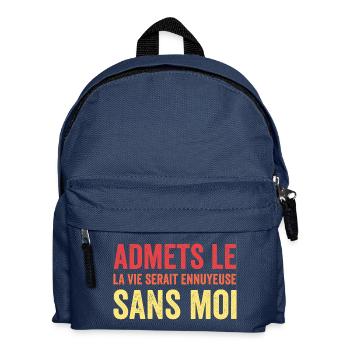 T-Shirt Zitat Humor Langweiliges Leben ohne mich - Kinder Rucksack - Navy - Vorne