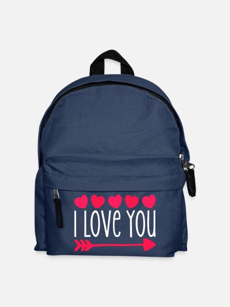 Romantisches Herz mit Pfeil und Liebesbotschaft - Kinder Rucksack - Navy