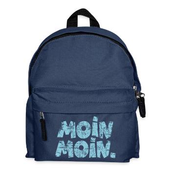 Moin Moin. (Vintage Hellblau) Guten Morgen - Kinder Rucksack - Navy - Vorne