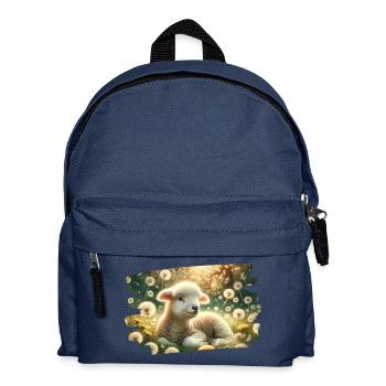Traumhafte Frühlingsidylle mit Lämmern und Löwenzahn - Kinder Rucksack - Navy - Vorne