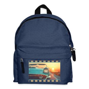 Retro convertible in cinematic sunset - Kids' Backpack - navy - Front